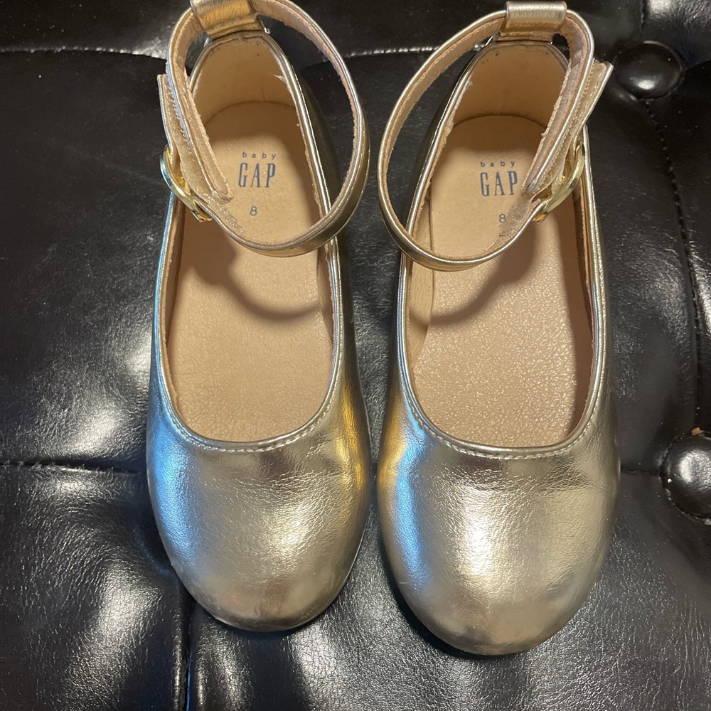 GAP Gold Dress Shoes with Ankle Strap and Rounded Toe